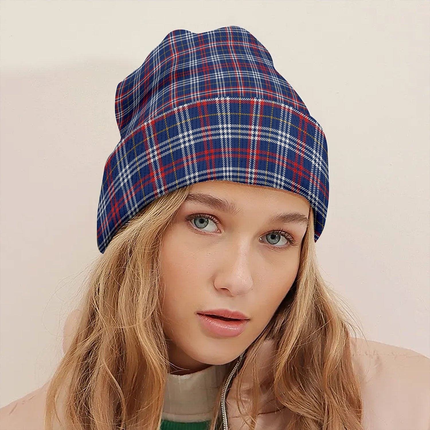 ScotsTee Shop Scottish Parker USA Modern Tartan Plaid Knit Beanie