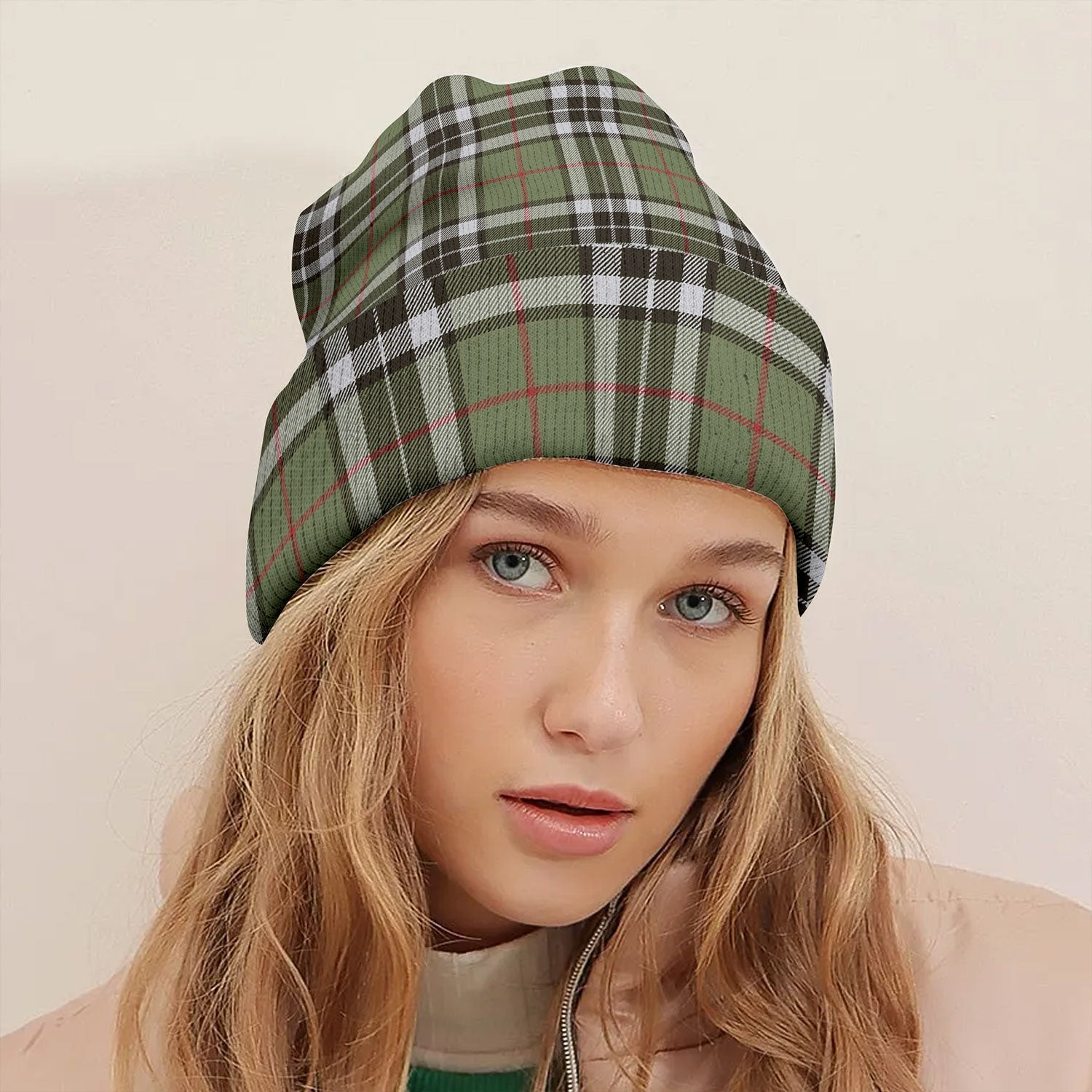 ScotsTee Shop Scottish Thomson Camel (MacThomas Thompson Camel) Weathered Tartan Plaid Knit Beanie
