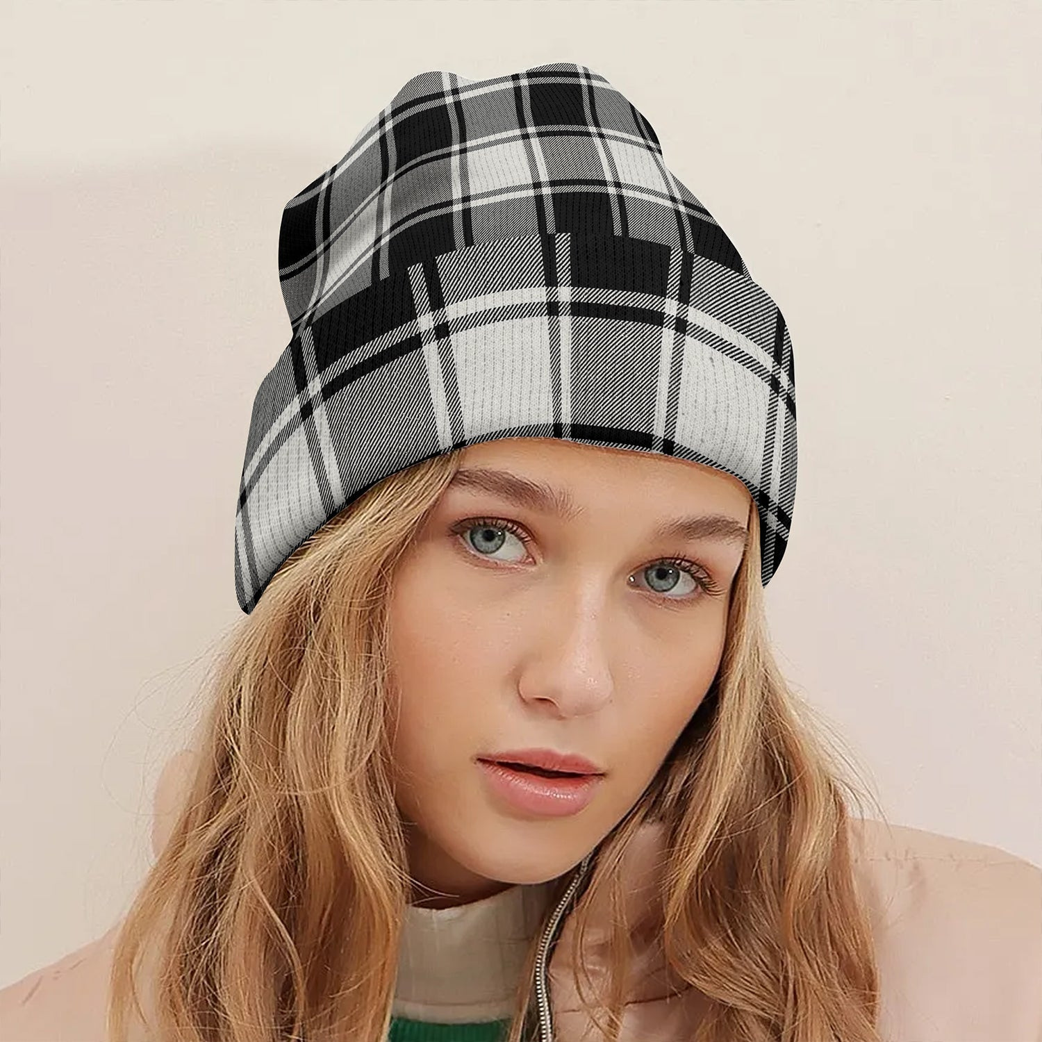 ScotsTee Shop Scottish MacFie B-W (MacPhee B-W) Modern Tartan Plaid Knit Beanie