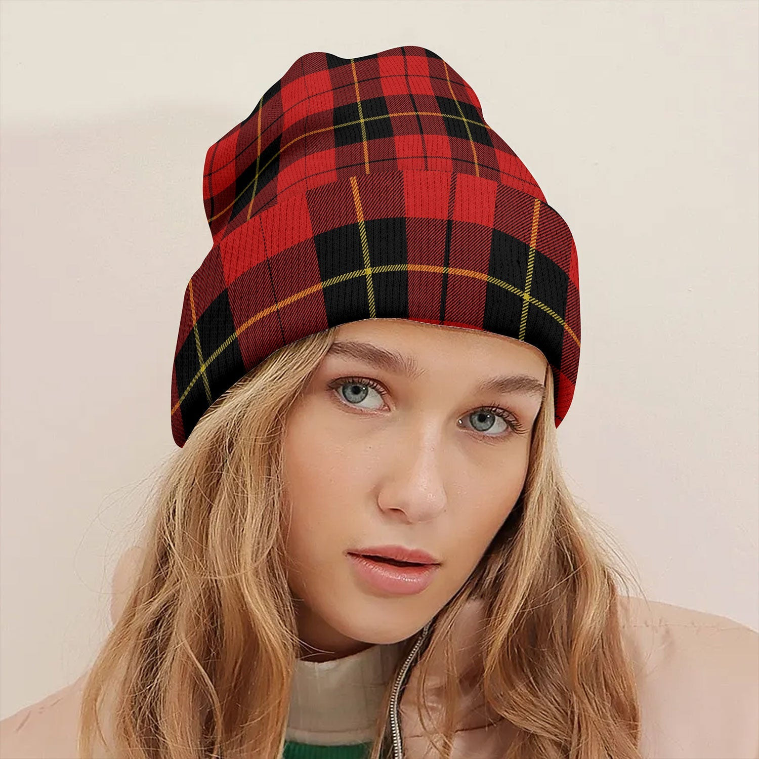 ScotsTee Shop Scottish Wallace (Wallas) Modern Tartan Plaid Knit Beanie