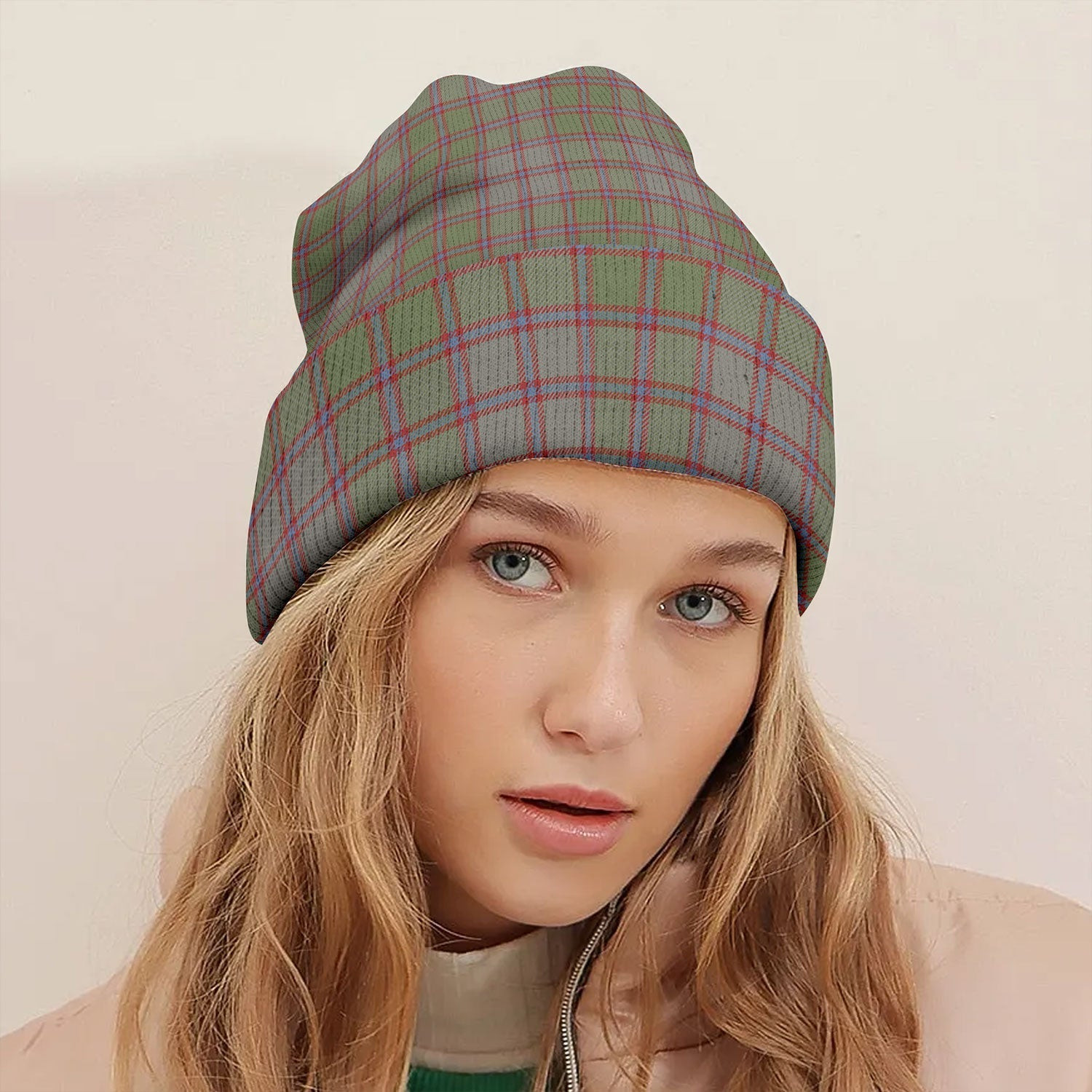 ScotsTee Shop Scottish MacPherson of Glentruim Weathered Tartan Plaid Knit Beanie