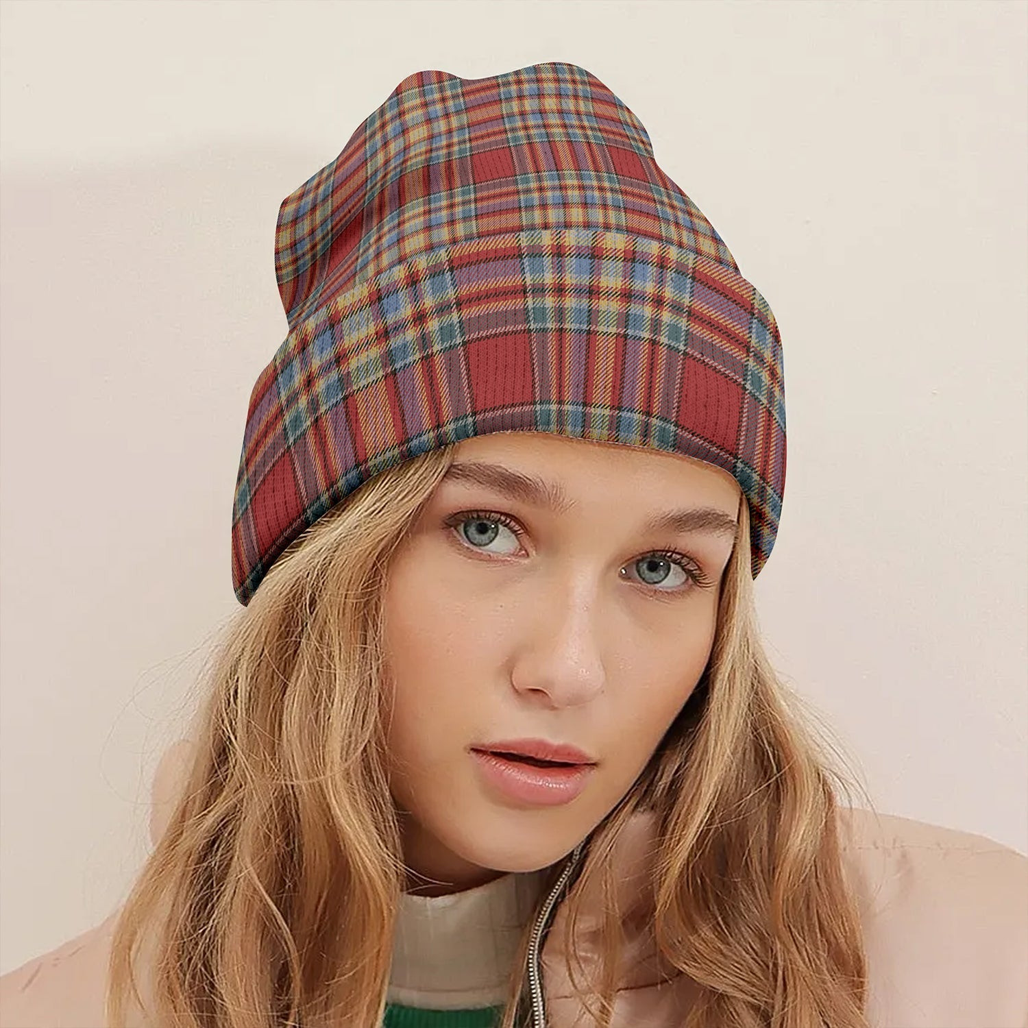 ScotsTee Shop Scottish MacGlashan Breacan Glas Weathered Tartan Plaid Knit Beanie