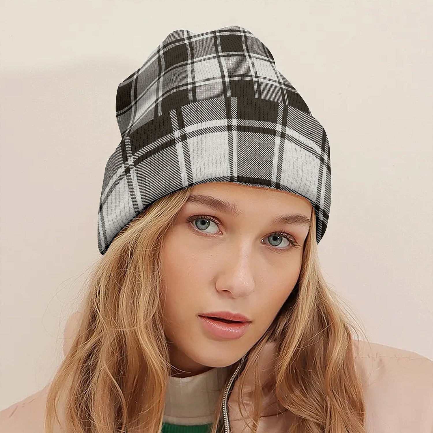 ScotsTee Shop Scottish MacFie B-W (MacPhee B-W) Weathered Tartan Plaid Knit Beanie