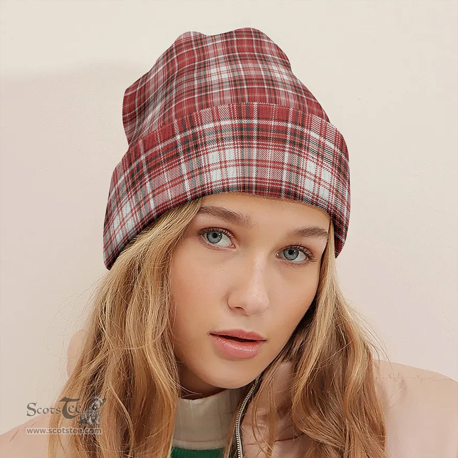 ScotsTee Shop Scottish MacDougal Dress Weathered Tartan Plaid Knit Beanie