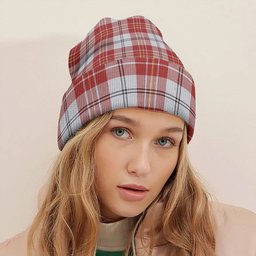 ScotsTee Shop Scottish MacPherson Dress Burgundy Ancient Tartan Plaid Knit Beanie
