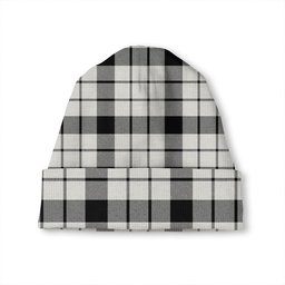 ScotsTee Shop Scottish MacFarlane Black and White (Wallace Wallas Dress 3) Ancient Tartan Plaid Knit Beanie