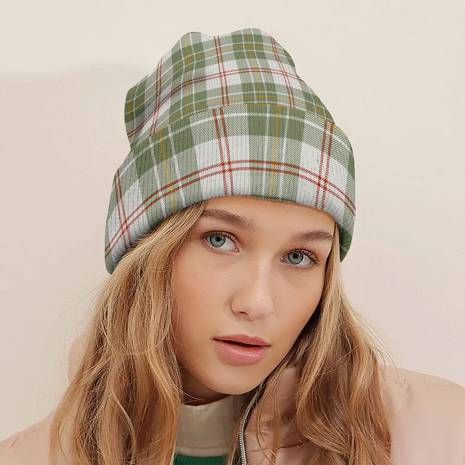 ScotsTee Shop Scottish MacPherson Dress Blue Ancient Tartan Plaid Knit Beanie