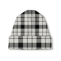 ScotsTee Shop Scottish MacFarlane Black and White (Wallace Wallas Dress 3) Modern Tartan Plaid Knit Beanie