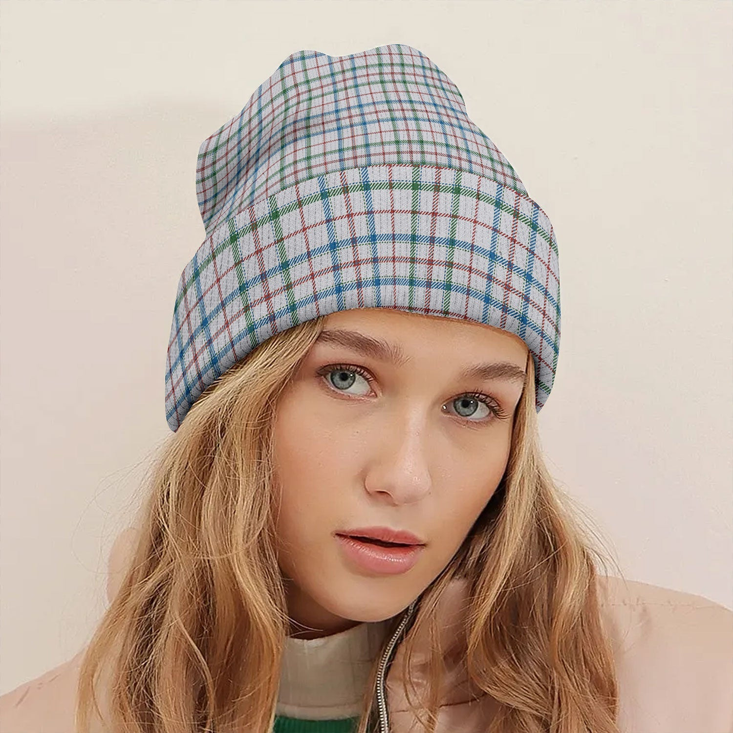 ScotsTee Shop Scottish MacLeod, Wedding (Personal) (MacDougal Arisaid) Ancient Tartan Plaid Knit Beanie