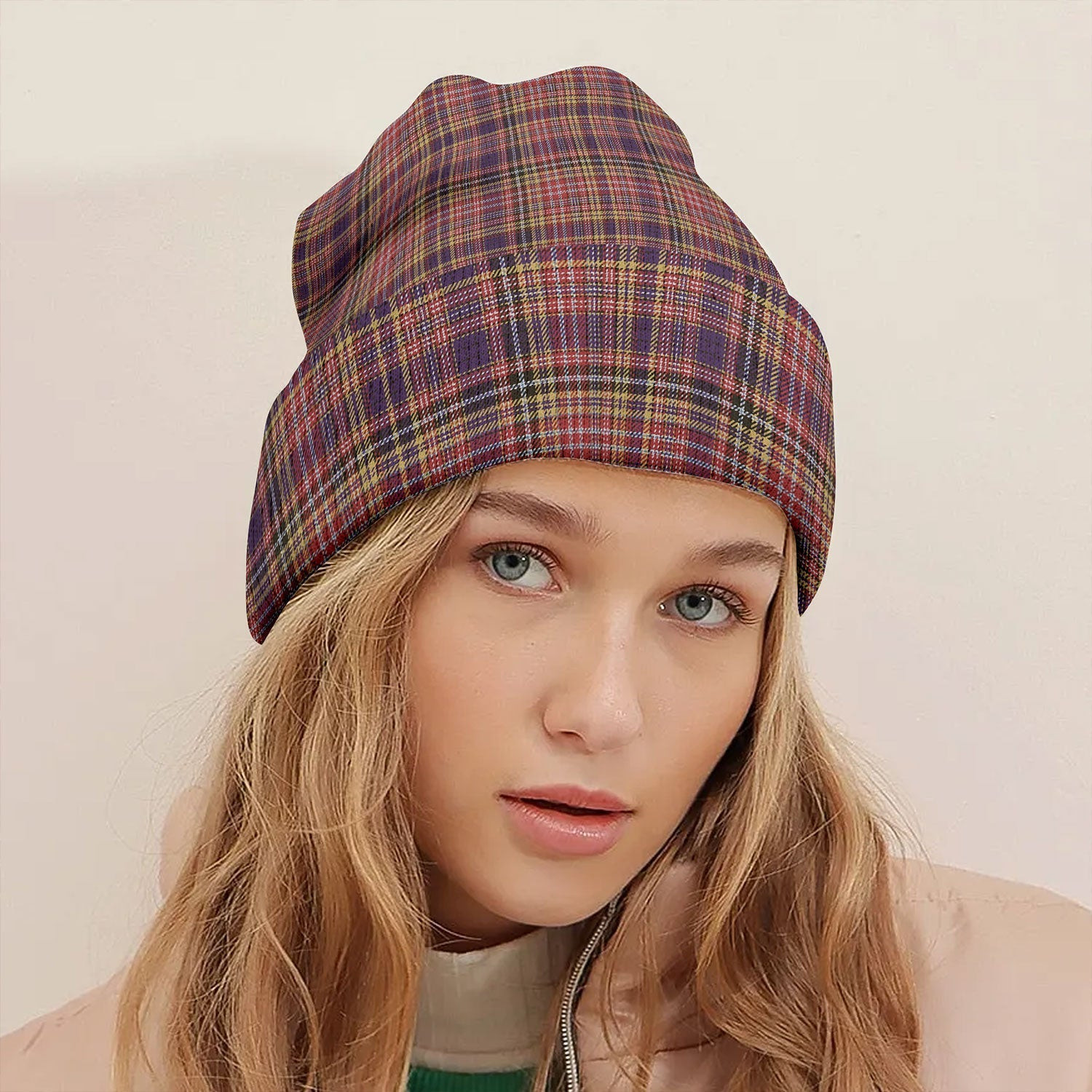 ScotsTee Shop Scottish Ogilvie 3 Weathered Tartan Plaid Knit Beanie