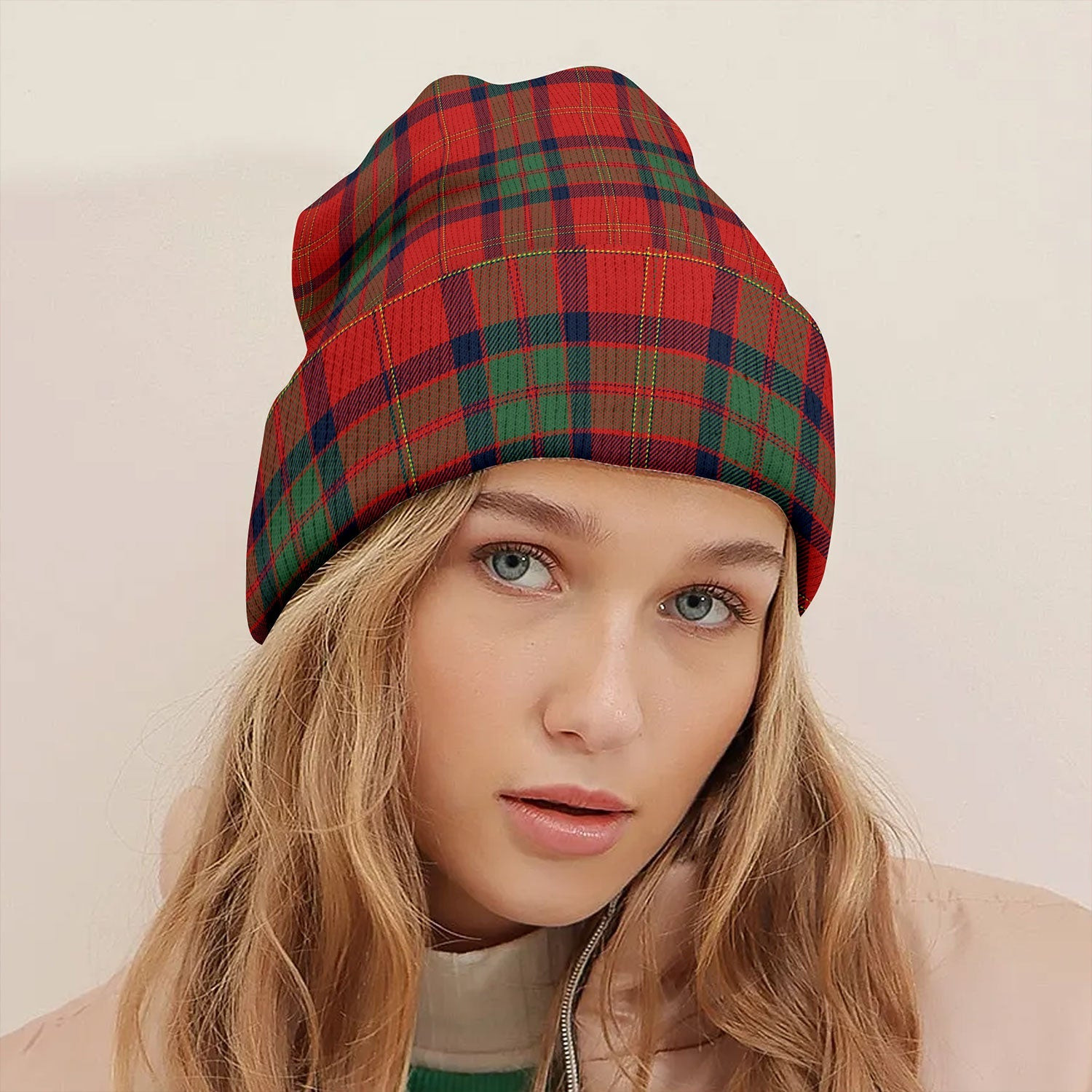 ScotsTee Shop Scottish MacPherson of Cluny Modern Tartan Plaid Knit Beanie