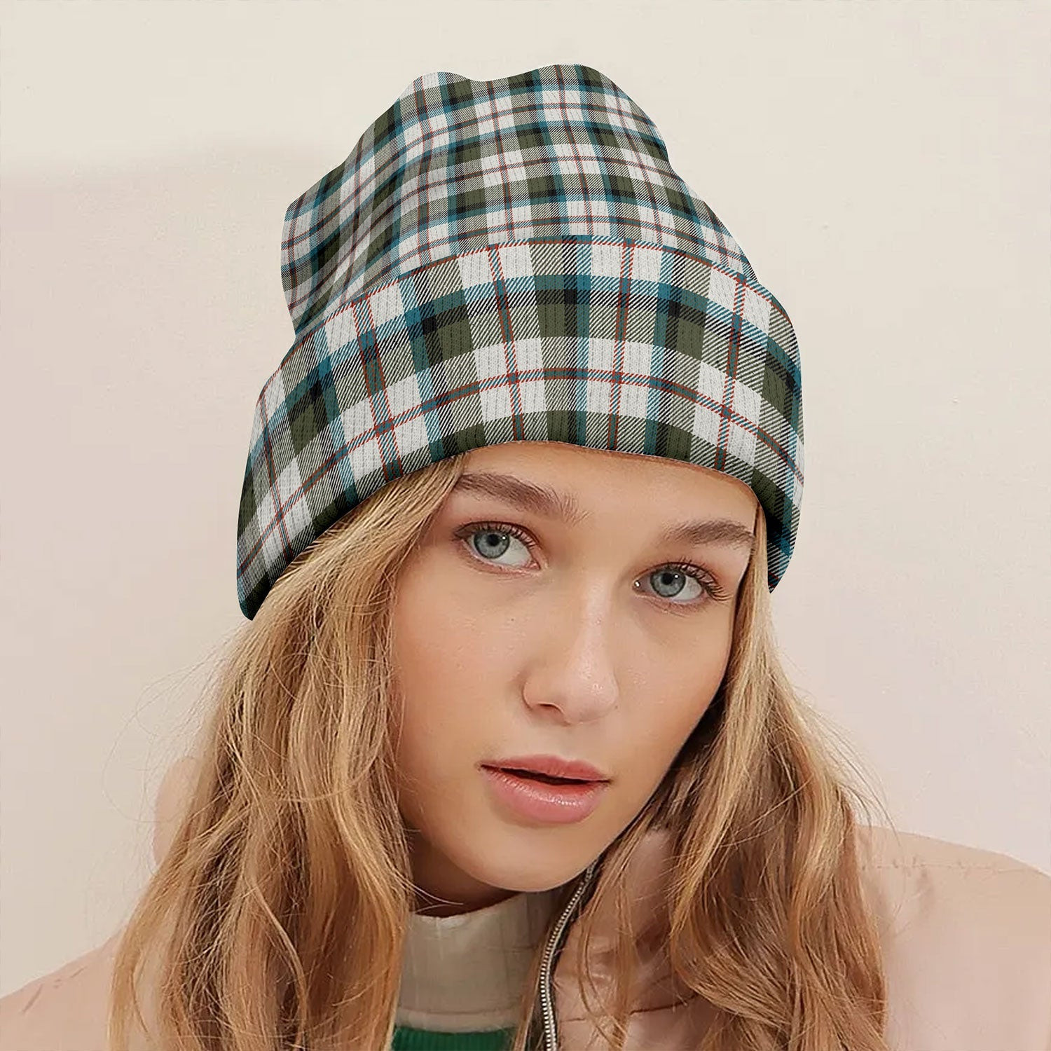 ScotsTee Shop Scottish MacNaughton Dress 2 Ancient Tartan Plaid Knit Beanie