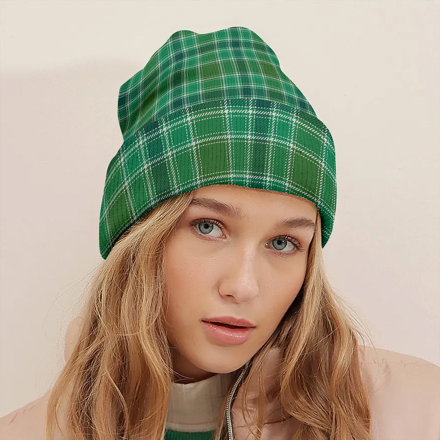 ScotsTee Shop Scottish MacDonald Hunting (Donald Hunting) Modern Tartan Plaid Knit Beanie