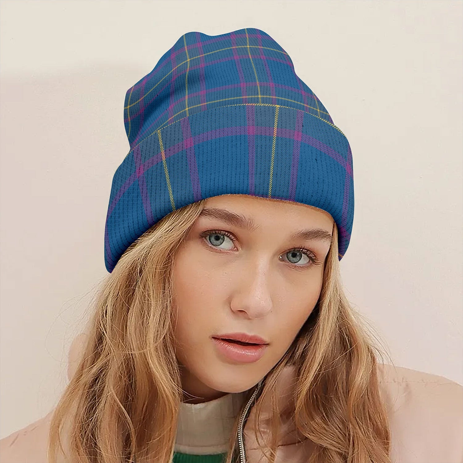 ScotsTee Shop Scottish Peacock Samantha (Paucok Samantha) Ancient Tartan Plaid Knit Beanie