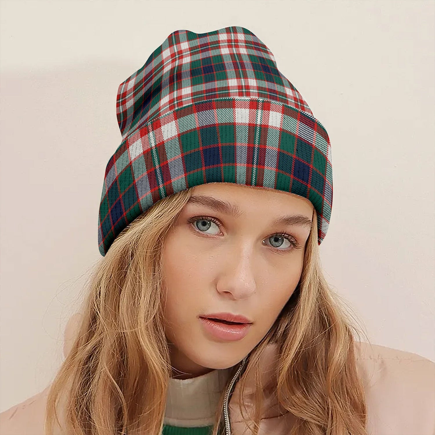 ScotsTee Shop Scottish Robertson Dress Modern Tartan Plaid Knit Beanie
