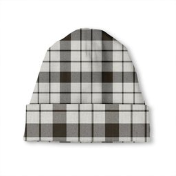 ScotsTee Shop Scottish MacFarlane Black and White (Wallace Wallas Dress 3) Weathered Tartan Plaid Knit Beanie