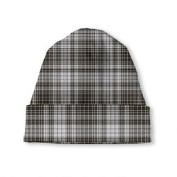 ScotsTee Shop Scottish Ogilvie Black - White Weathered Tartan Plaid Knit Beanie