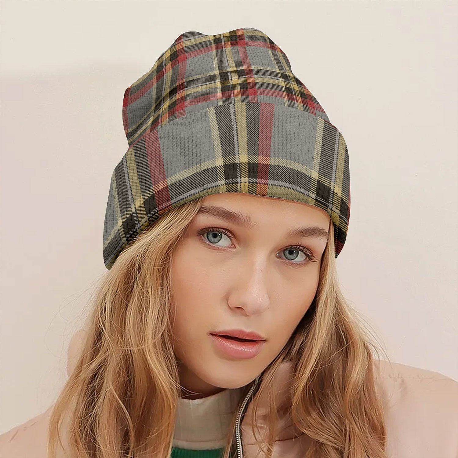 ScotsTee Shop Scottish Norwegian Migration Period Weathered Tartan Plaid Knit Beanie