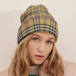 ScotsTee Shop Scottish Thomson Camel 3 (Thompson Camel 3) Weathered Tartan Plaid Knit Beanie