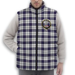 ScotsTee Shop Scottish Alexander of Menstry Dress Modern Crest Tartan Puffer Vest Winter White Duck Down Vest Sleeveless