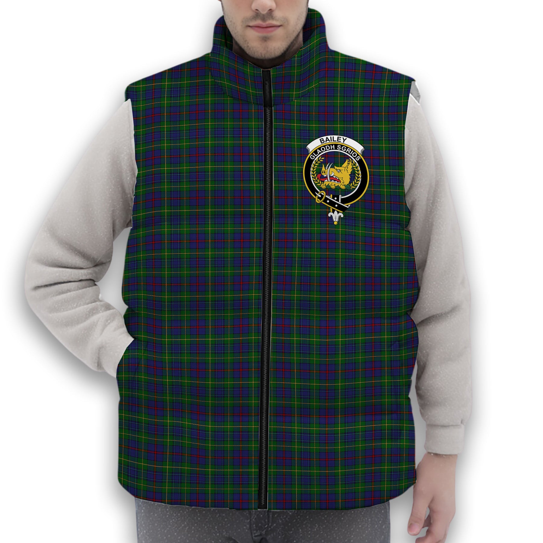 ScotsTee Shop Scottish Bailey, The House of Crest Tartan Puffer Vest Winter White Duck Down Vest Sleeveless