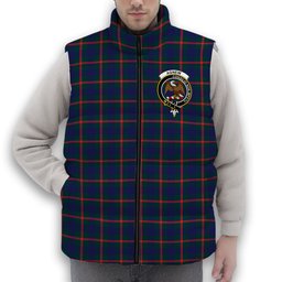 ScotsTee Shop Scottish Agnew Modern Crest Tartan Puffer Vest Winter White Duck Down Vest Sleeveless