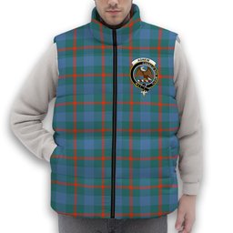 ScotsTee Shop Scottish Agnew Ancient Crest Tartan Puffer Vest Winter White Duck Down Vest Sleeveless