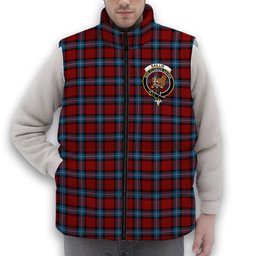 ScotsTee Shop Scottish Baillie of Polkemmet Red Crest Tartan Puffer Vest Winter White Duck Down Vest Sleeveless