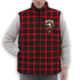 ScotsTee Shop Scottish Belshes Crest Tartan Puffer Vest Winter White Duck Down Vest Sleeveless