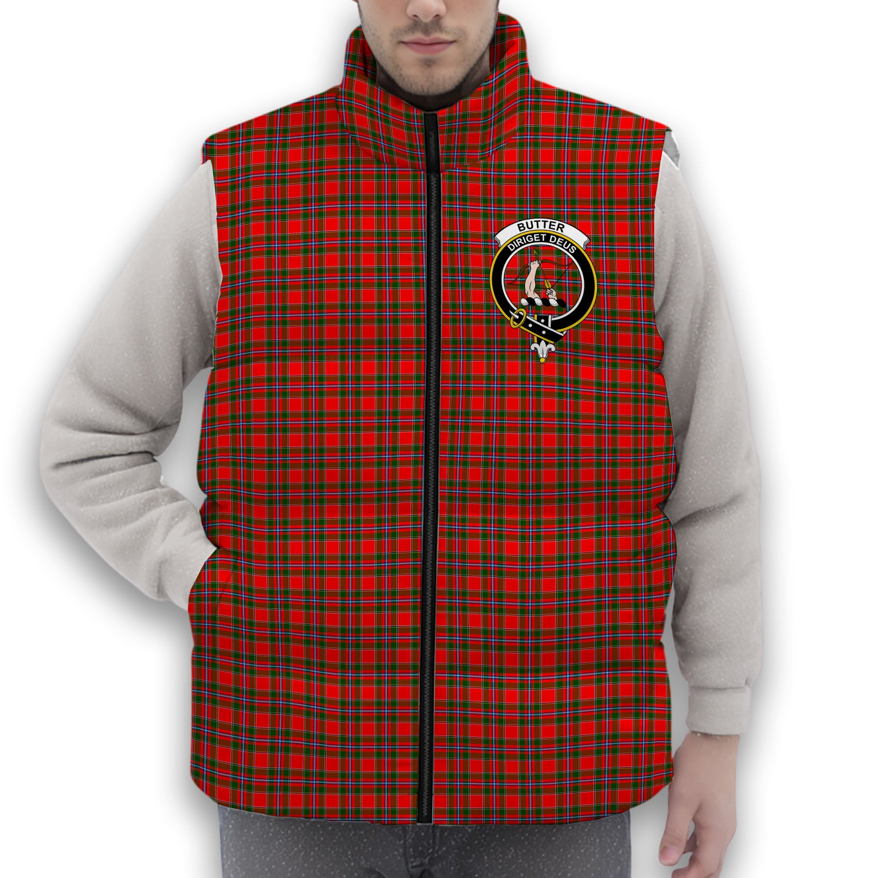 ScotsTee Shop Scottish Butter Crest Tartan Puffer Vest Winter White Duck Down Vest Sleeveless