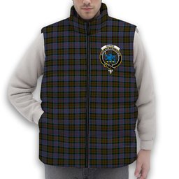 ScotsTee Shop Scottish Bowie Crest Tartan Puffer Vest Winter White Duck Down Vest Sleeveless