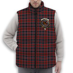 ScotsTee Shop Scottish Borthwick Modern Crest Tartan Puffer Vest Winter White Duck Down Vest Sleeveless