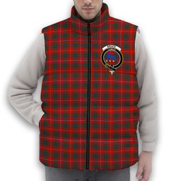 ScotsTee Shop Scottish Bruce County Modern Crest Tartan Puffer Vest Winter White Duck Down Vest Sleeveless