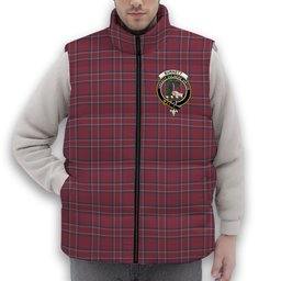 ScotsTee Shop Scottish Burnett Hunting Modern Crest Tartan Puffer Vest Winter White Duck Down Vest Sleeveless