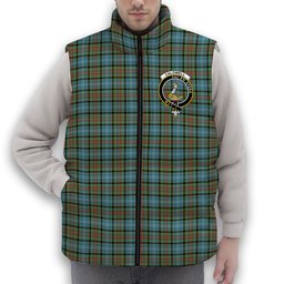 ScotsTee Shop Scottish Caldwell Crest Tartan Puffer Vest Winter White Duck Down Vest Sleeveless