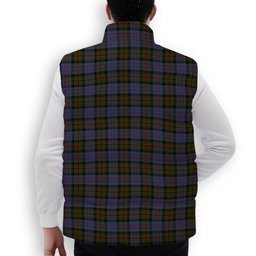 ScotsTee Shop Scottish Bowie Black Crest Tartan Puffer Vest Winter White Duck Down Vest Sleeveless