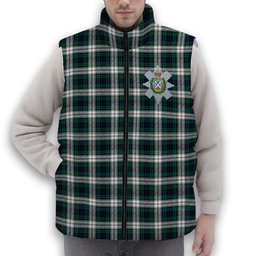 ScotsTee Shop Scottish Black Watch Dress Modern Crest Tartan Puffer Vest Winter White Duck Down Vest Sleeveless