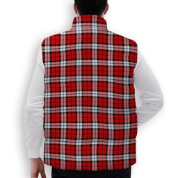 ScotsTee Shop Scottish Brodie Dress Modern Crest Tartan Puffer Vest Winter White Duck Down Vest Sleeveless
