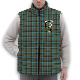 ScotsTee Shop Scottish Brisbane Modern Crest Tartan Puffer Vest Winter White Duck Down Vest Sleeveless