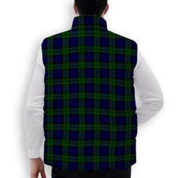 ScotsTee Shop Scottish Bannatyne SC Crest Tartan Puffer Vest Winter White Duck Down Vest Sleeveless