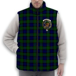 ScotsTee Shop Scottish Bannatyne SC Crest Tartan Puffer Vest Winter White Duck Down Vest Sleeveless