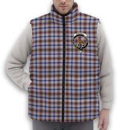 ScotsTee Shop Scottish Boswell Crest Tartan Puffer Vest Winter White Duck Down Vest Sleeveless