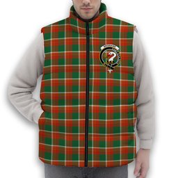 ScotsTee Shop Scottish Brisbane Ancient Crest Tartan Puffer Vest Winter White Duck Down Vest Sleeveless