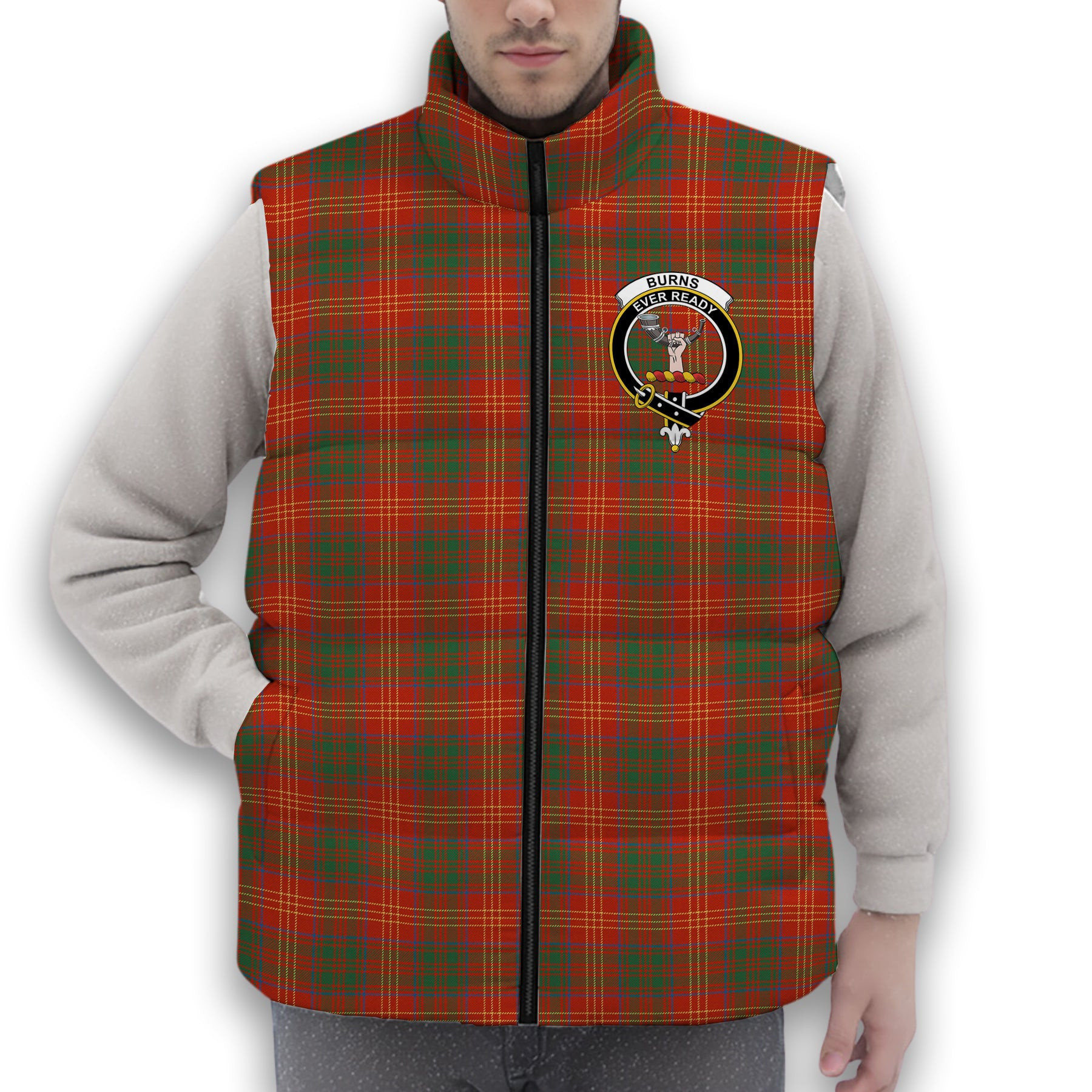 ScotsTee Shop Scottish Burns (Burns 1930) Ancient Crest Tartan Puffer Vest Winter White Duck Down Vest Sleeveless