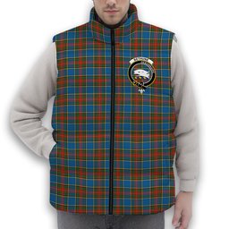 ScotsTee Shop Scottish Bethune Ancient Crest Tartan Puffer Vest Winter White Duck Down Vest Sleeveless