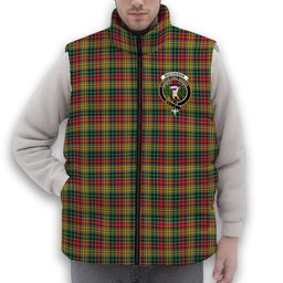 ScotsTee Shop Scottish Buchanan 1850 Crest Tartan Puffer Vest Winter White Duck Down Vest Sleeveless