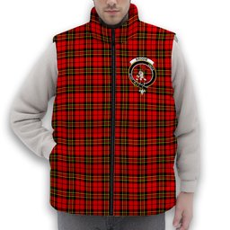 ScotsTee Shop Scottish Brodie Modern Crest Tartan Puffer Vest Winter White Duck Down Vest Sleeveless