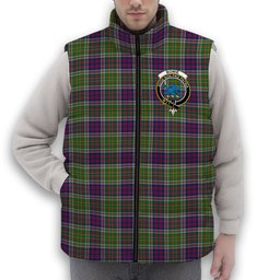 ScotsTee Shop Scottish Bowie Modern Crest Tartan Puffer Vest Winter White Duck Down Vest Sleeveless
