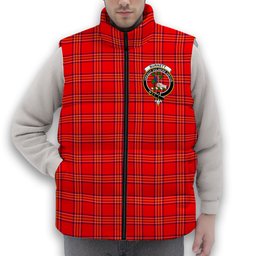 ScotsTee Shop Scottish Burnett Modern Crest Tartan Puffer Vest Winter White Duck Down Vest Sleeveless