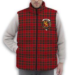 ScotsTee Shop Scottish Brown of Castledean (Broun of Castledean) Modern Crest Tartan Puffer Vest Winter White Duck Down Vest Sleeveless